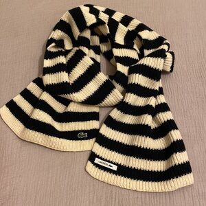 Lacoste Striped Black and Cream Scarf